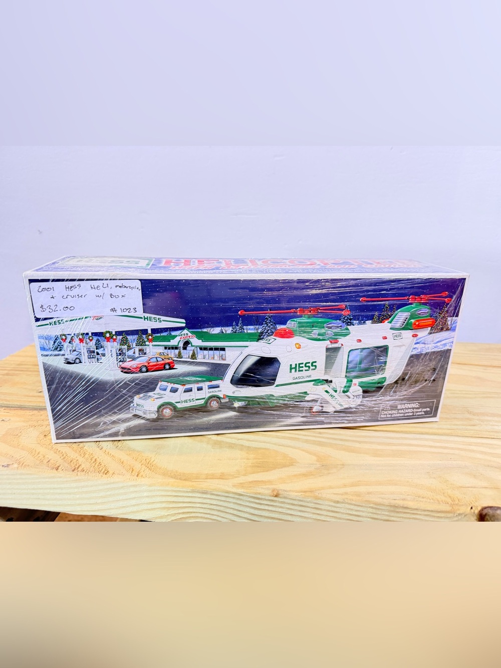 Vintage 2001 Green and White Toy Helicopter Set - Kids Toys
